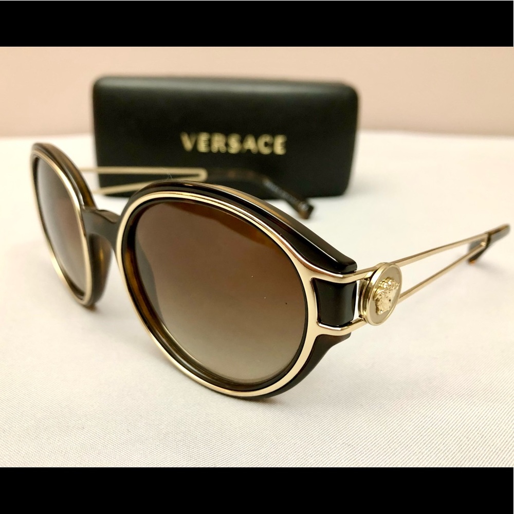 Authentic Versace Havana Pale Gold & Brown Gradient Lens - Like New